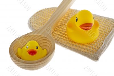 rubber duck with utensils sauna