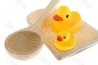 rubber duck with utensils sauna