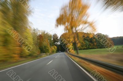 Traveling at full speed on a country road