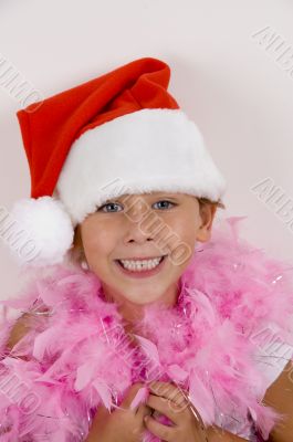 smiling cute girl with christmas hat