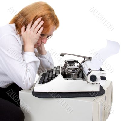 Woman and typewriter