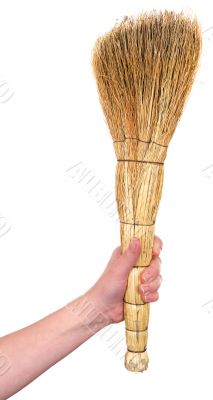 Old dirty broom in hand Old dirty broom in hand