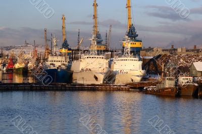 two ships on port