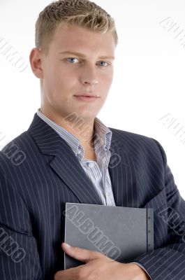 businessman holding folder