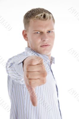 man showing disapproval sign