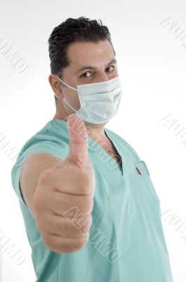 doctor with mask on his mouth