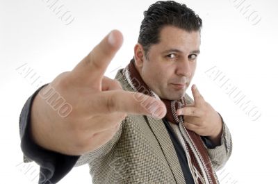 man showing winning gesture