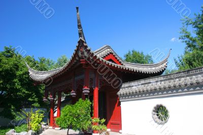 Japanese garden in botanical garden in Montreal