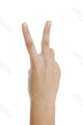 hand showing peace sign