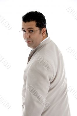 back pose of businessman with eyewear