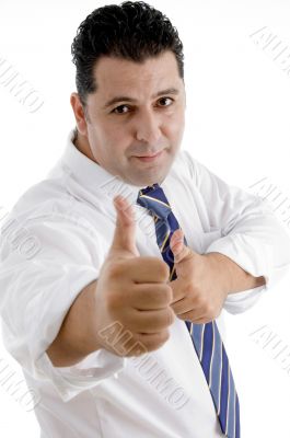 businessman showing approval gesture