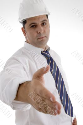 architect offering hand shake