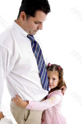 girl holding his father