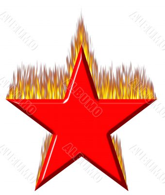 3D Red Star on Fire