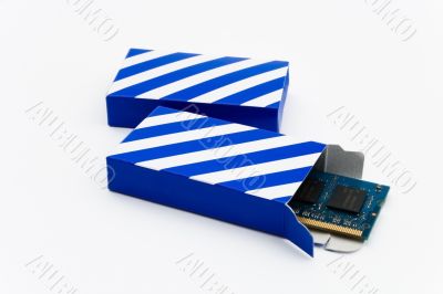 RAM in a striped box