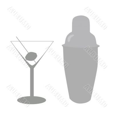 Cocktail glass and mixer Cocktail glass and mixer