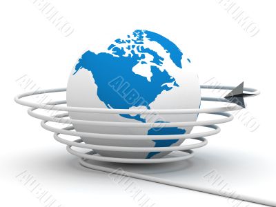 Global communication in the world. 3D image. Global communication in the world. 3D image.