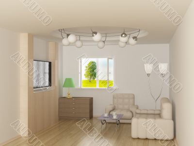 Interior of a living room. 3D image.