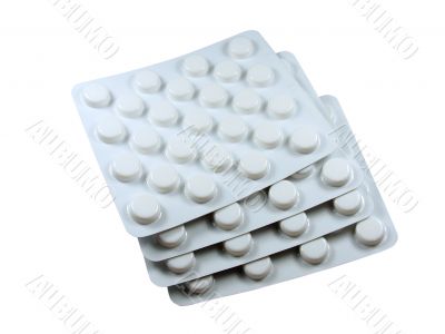 Pharmaceutical medical drugs isolated over white background