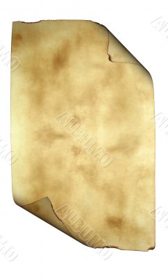 Old paper background parchment with curled burned edges isolated