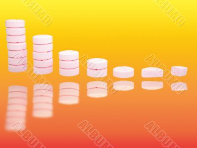 Ladder from pharmaceutical drugs with reflectons over gradient background