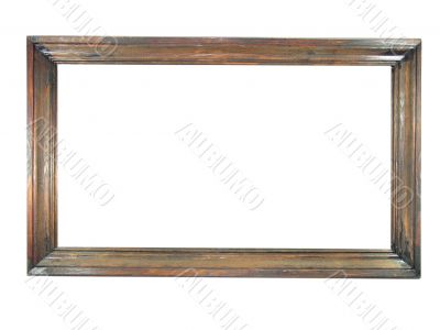 Old antique wooden picture frame with empty place for text or image isolated