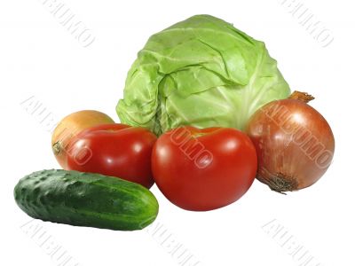 Set of different vegetables isolated on white