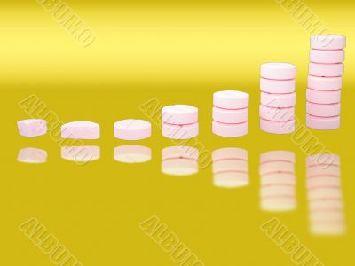 Ladder from pharmaceutical drugs with reflectons over gradient background