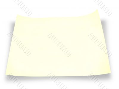 A piece of yellow paper with shadow over white background