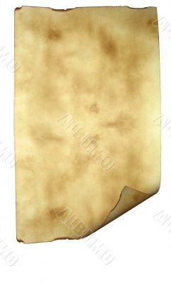 Old paper background parchment with curled burned edges isolated