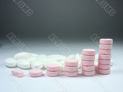 close up of pharmaceutical different color medical drugs