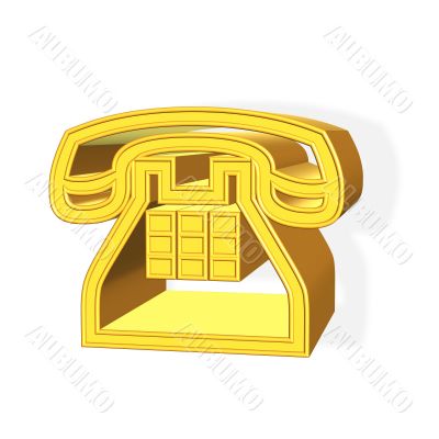 3D golden phone symbol 3D golden phone symbol