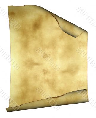 Old paper background parchment with curled burned edges isolated