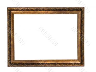 Empty picture gold frame with a decorative pattern