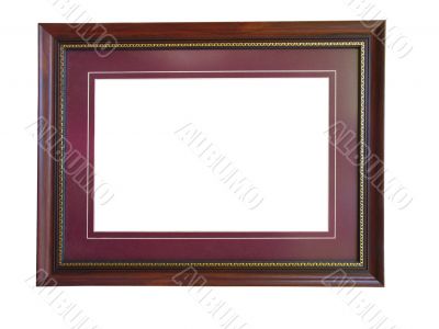 Empty wooden picture frame with a decorative pattern