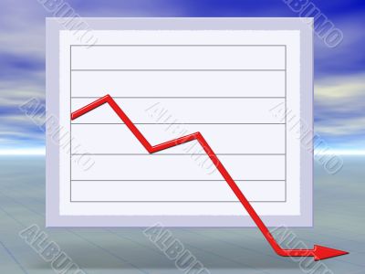 3d concept of financial crisis business graph moving down