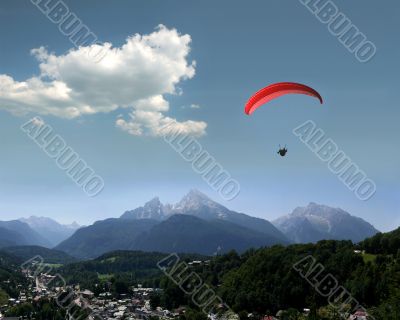 Alps, Watzmann, Berchtesgaden and Paraglider