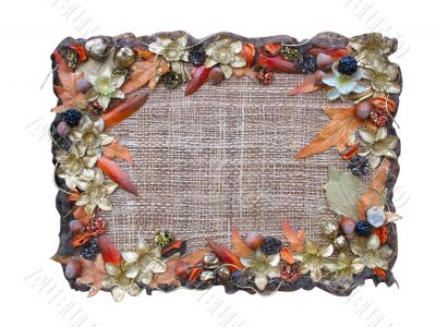 art frame with Cockle shells and leaves pattern on canvas