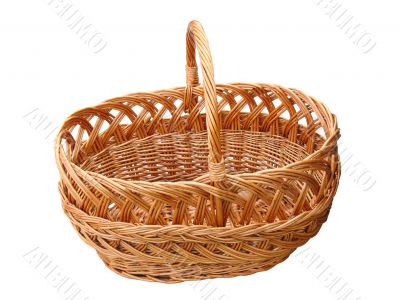 empty wooden basket isolated over white background
