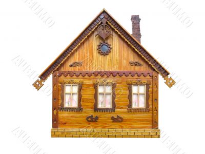 wooden house real estate concept isolated over white background