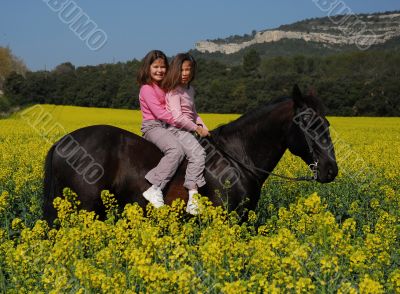 twins and horse