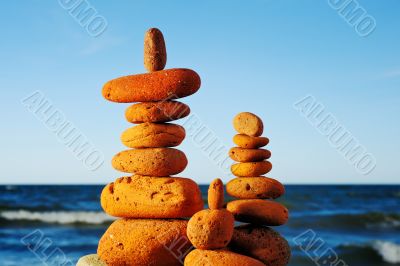 Red stones on a beach