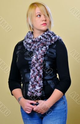 Blond Woman with Mottled Scarf