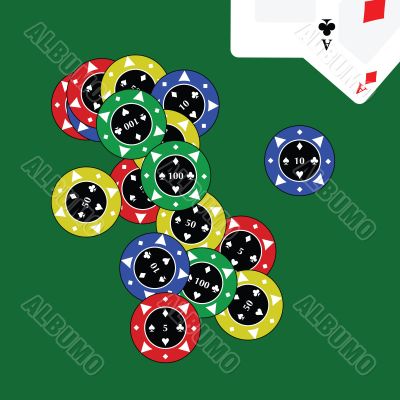 Casino chips with cards