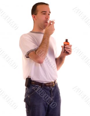 Man Swallowing Medicine Man Swallowing Medicine