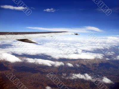 mountains and airplane wing