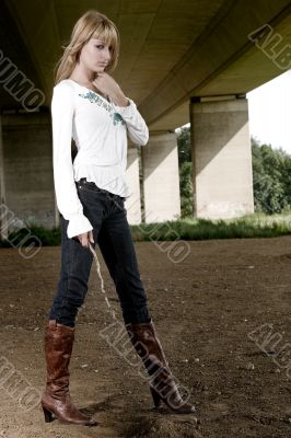 Paris Hilton look-a-like posing for a fashion shoot