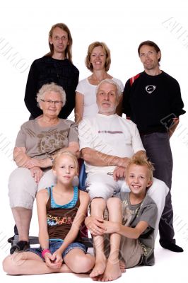 Studio family portrait of a crazy bunch