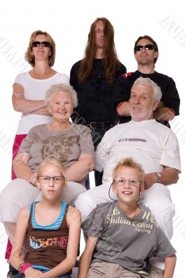 Studio family portrait of a crazy bunch