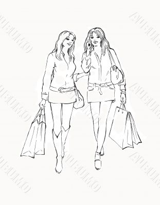  two  girls in the store